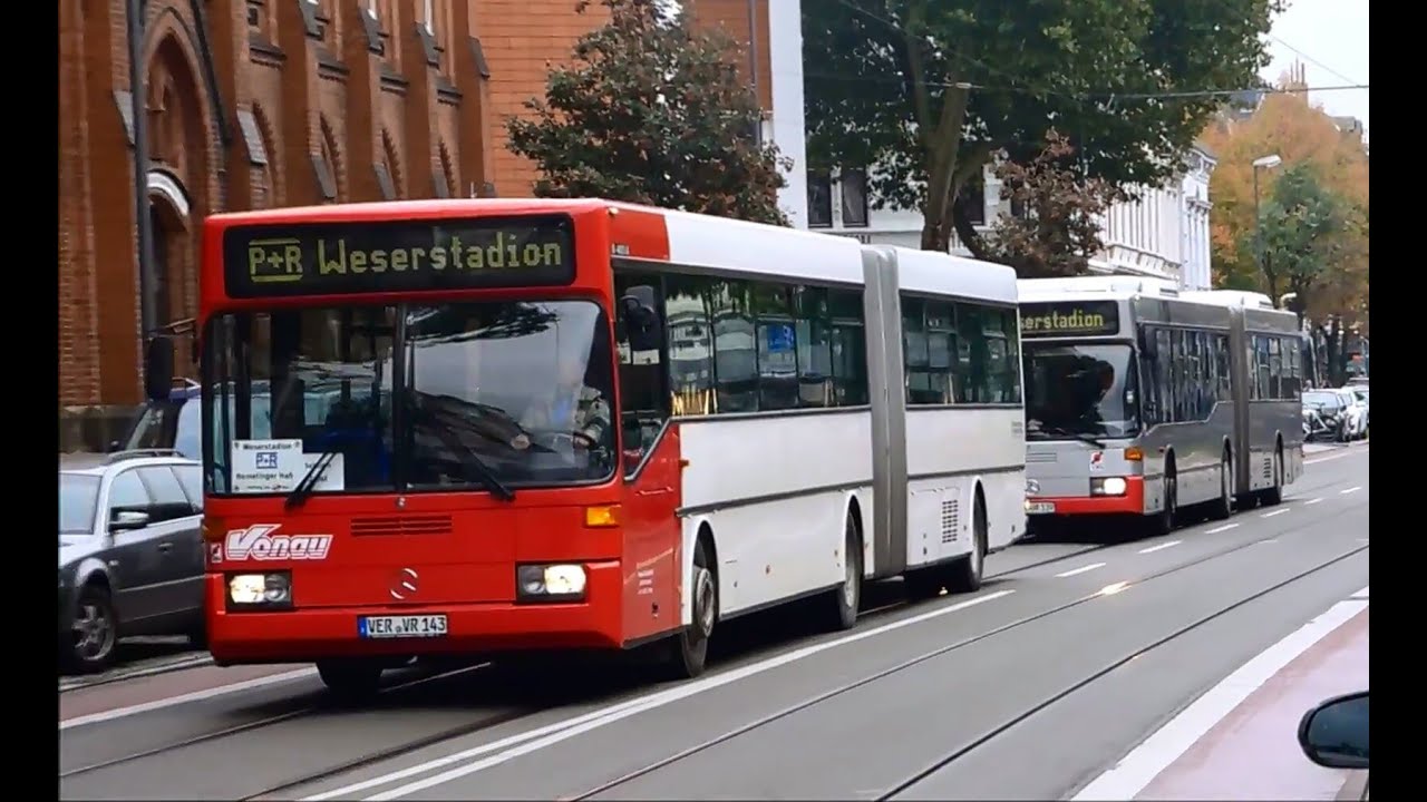 Bremen: Fußball-Sonderverkehr mit alten P+R Bussen und Bahnen - VBN und BSAG | MB (O405), Setra, MAN