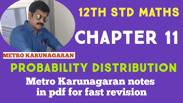 12th Std Maths Chapter 11 METRO KARUNAGARAN NOTES IN PDF FOR FAST REVISION
