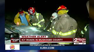 Muskogee County first responders busy with icy road crashes