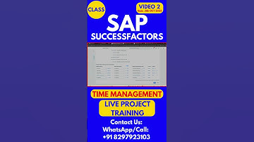 SAP SuccessFactors Time Management Training Online Class 2 8th OCT 2025 #sapsuccessfactorstraining