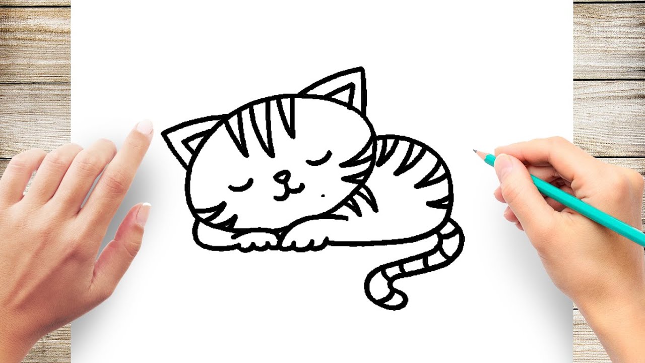 EASY How to Draw a CAT PLAYING VIDEOGAMES 