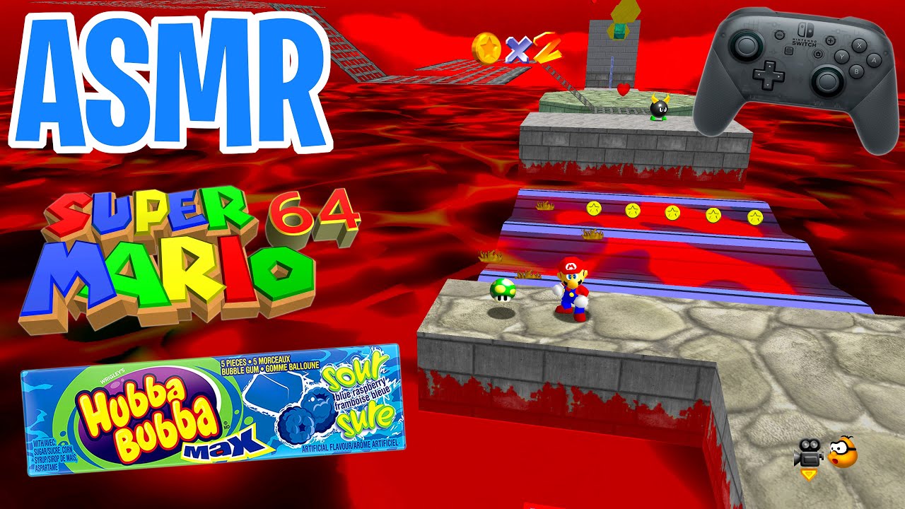 ASMR Gaming Super Mario 64 😴 Relaxing Gum Chewing 🎮🎧 Nintendo Switch Pro Controller Clicky Sounds 💤