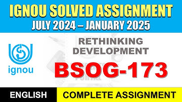 BSOG 173 Solved Assignment 2024-25 || bsog-173 solved assignment in English || July 2024 to Jan 2025