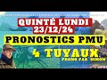 Pronostic Quinté du Lundi 23/12/2024 : Pronostics PMU, 4 Tuyaux, Bases Solides et Tocard du jour