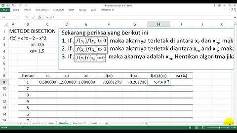 Metode Bisection cContoh Soal Dengan Excel
