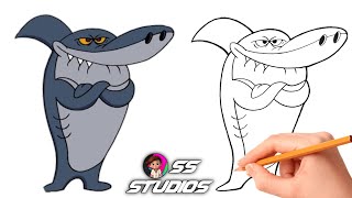 How to Draw Sharko | Zig & Sharko Cartoon character drawing screenshot 3