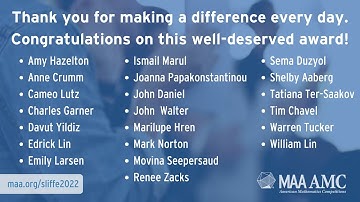 MAA AMC 2022 Sliffe Award Winners