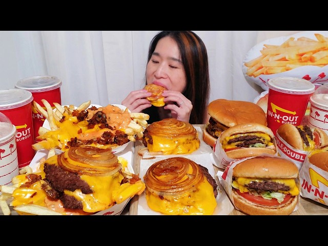 Eating IN-N-OUT Burger with A Lot of Cheese! IN-N-OUT Secret Menu Hacks | ASMR Mukbang Eating Show
