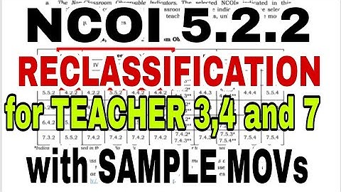 NCOI 5.2.2 for Teachers 3, 4 and 7