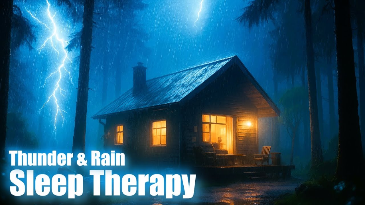 ⛈️ Heavy Rain & Thunder Sounds at Night Warm Cabin Escape Deep Sleep ...