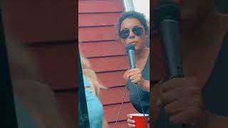 Two women sing inappropriate song for karaoke in front of little kids