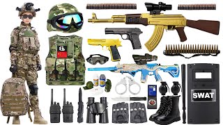 Unboxing special police weapon toy set, AK47 automatic rifle, M416, Desert Eagle toy pistol, bomb