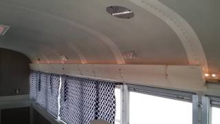 School bus tiny house LED mood lighting.