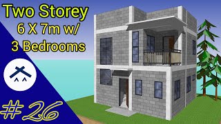 (6x7 Meters) Small House Design Idea with 3 Bedrooms