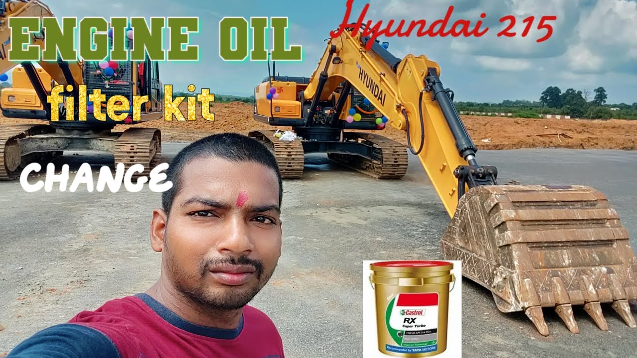 How To Excavator Engine Oil ChangeHyundai 215 Full Servising YouTube