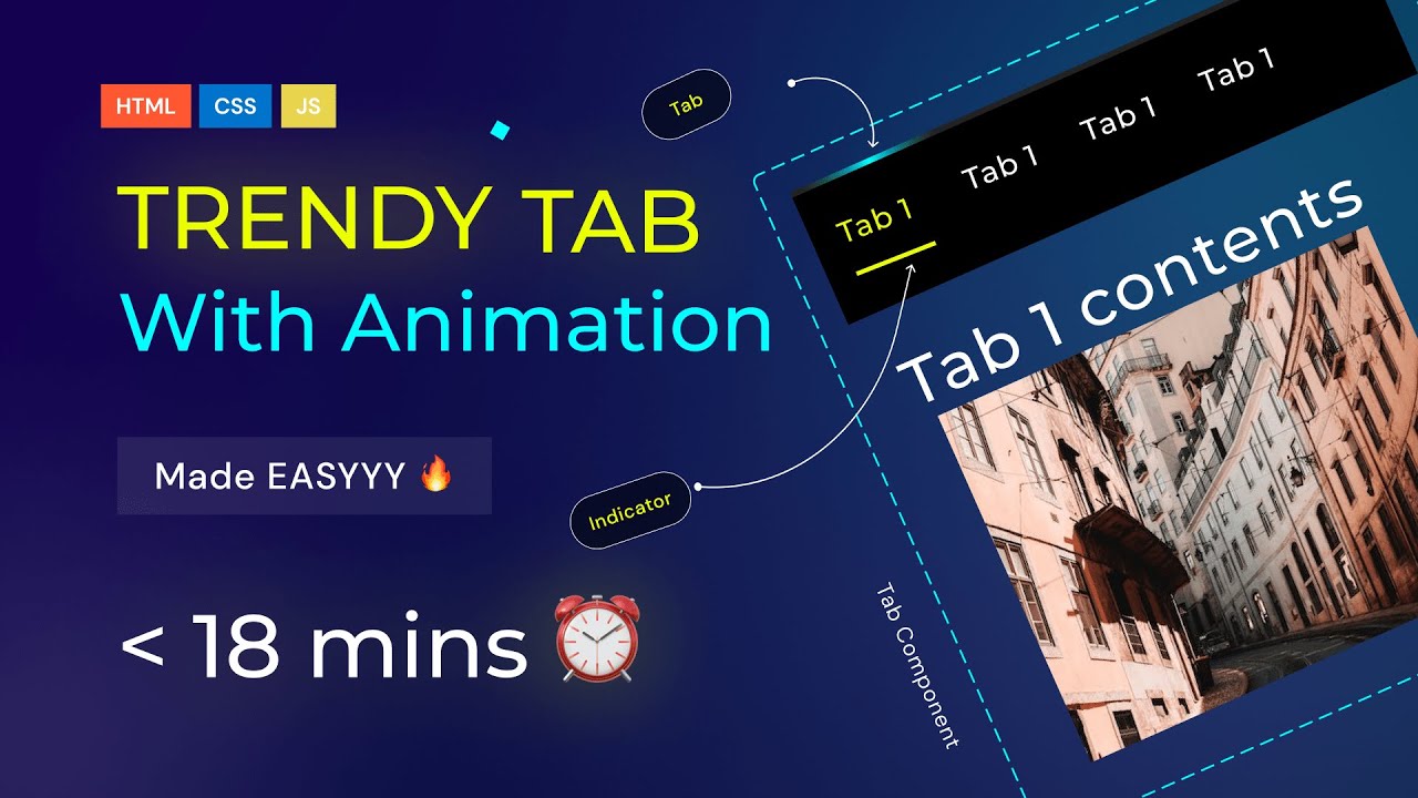 BUILD AN ANIMATED INTERACTIVE TAB WITH HTML , CSS AND JS. - YouTube