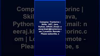 RPA UiPath Developer Role@Trantorinc#JobAlert #Jobs #trending #trendingshorts #viralshorts
