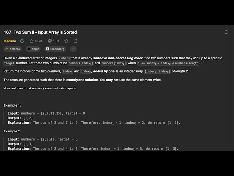 167. Two Sum II - Input Array Is Sorted