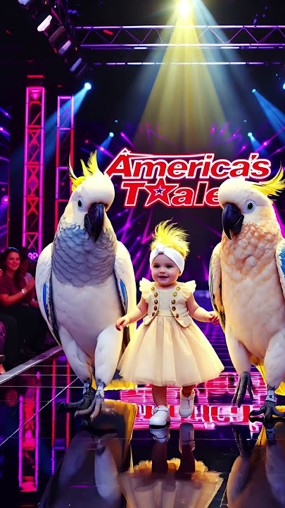 Big Cockatoo Walks Beside Cute Baby on AGT 💫🦜👶#agt #cockatoo #birds #shorts