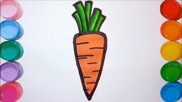 VẼ VÀ TÔ MÀU CỦ CÀ RỐT -  CÁCH VẼ CÀ RỐT ĐƠN GIẢN - HOW TO DRAW A CARROT - Dạy Bé Vẽ Đơn Giản