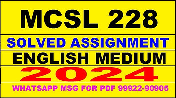 mcsl 228 solved assignment 2024 | mcsl 228 solved assignment in english 2023-24 | mcsl 228 2024