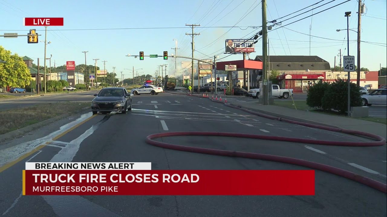 Vehicle fire closes portion of Murfreesboro Pike - YouTube