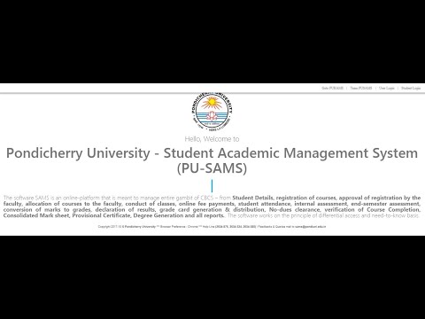 how to register in SAMS  and what is PU-SAMS  clear explanation in tamil  | pondicherry university