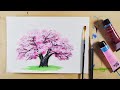 入門編：アクリル絵の具を使用した「桜」の描き方 / 初心者が簡単に絵を描く方法 #68