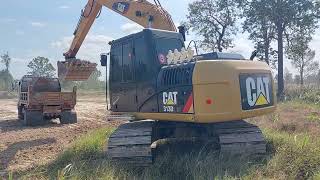 ไม่ได้รีวิว ทีมงาน มงคลฟาร์ม นานแล้ว CAT 313D2 GC ลอกนาไร่อ้อย เร็วดี งานปากบ่อ excavator and truck