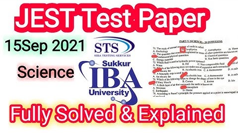 JEST Paper 15 Sep 2021 By STS | Solved & Explained Science | JEST Paper Complete solved | STS | IBA