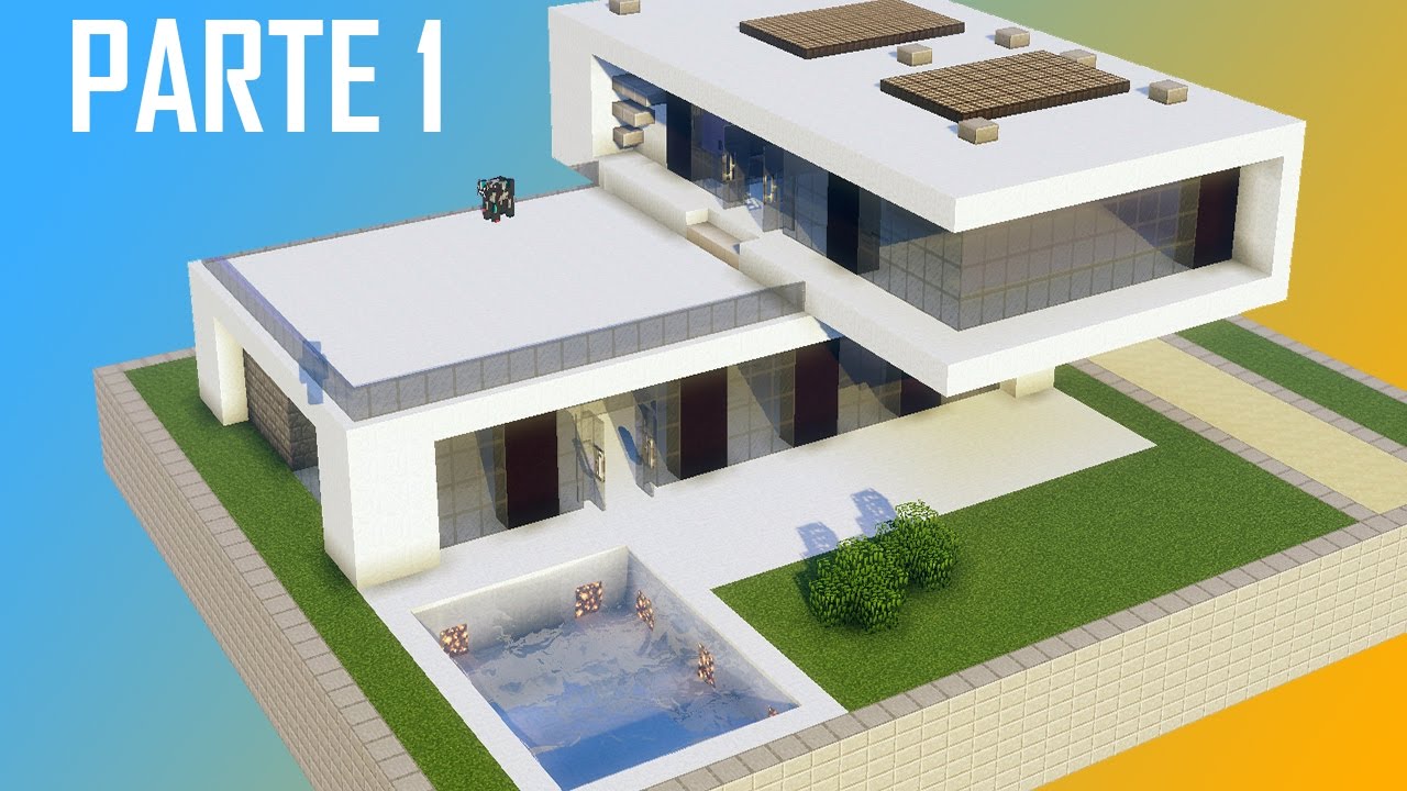 Minecraft: CASA MODERNA con piscina fácil Tutorial #4✓