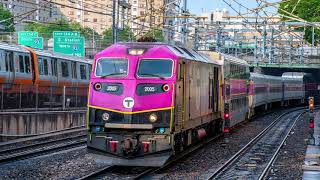 Rush Hour Amtrak and MBTA Trains at Boston Back Bay