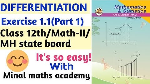 Differentiation -Exercise 1.1-class12-Part 1-Maharashtra state board-New syllabus