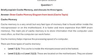 Cache n It's Types | Computer Systems | Pre 9th | Foundation Public School