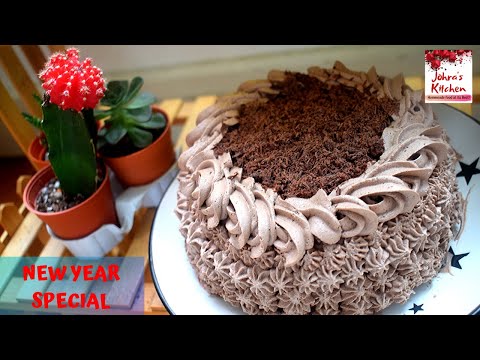 new-year-special-|-eggless-chocolate-cake-|-simple-cake-recipe-|-whipping-cream-frosting