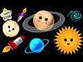 Dancing planets  colorful rockets and planet dancing  space adventure for kids