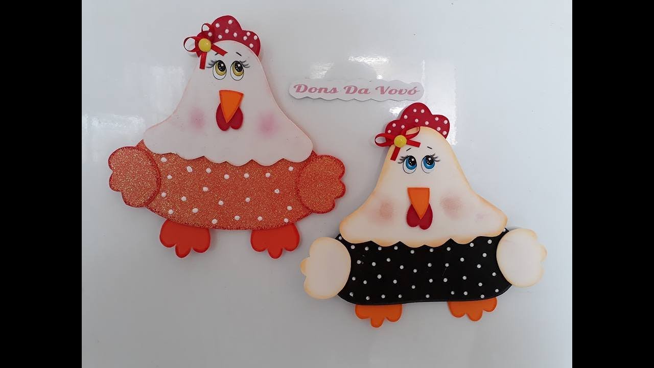 Imã de geladeira.Galinha de eva.Muito fácil de fazer.