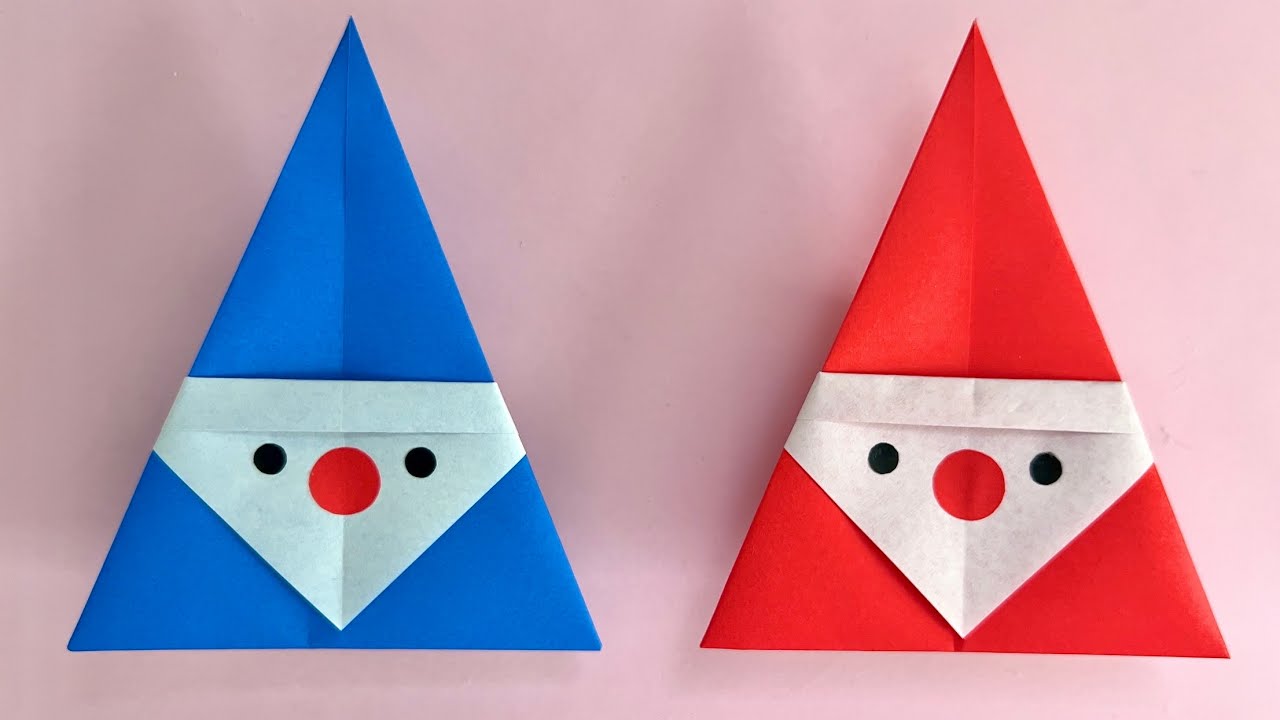 折り紙　クリスマス　サンタさん クリスマス 折り紙】 すぐ作れる！超簡単 サンタクロース 折り方