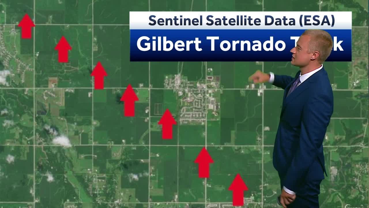 Satellite data shows track of Saturday's tornado in Story County - YouTube
