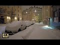 Winter Snow Walk in Kallio Helsinki at Midnight