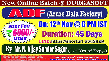 ADF (Azure Data Factory) Online Training @ DURGASOFT