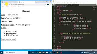 How to Create " Resume Using Html Tags "