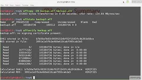 Kali Linux - vid 22 - Howto use afflib tool for AFF Image files - Linux Academy