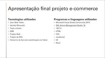 APRESENTAÇÃO FINAL  DO PROJETO E-COMMERCE DDD .NET 5