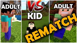 REMATCH: SPEEDRUNNER (kid) vs 2 HUNTERS (adults)  Minecraft Manhunt  Windows 10 Bedrock  BASEMENT