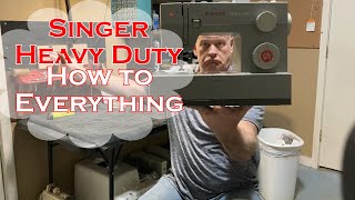 singer heavy duty sewing machine: how to - full service, thread and use guide