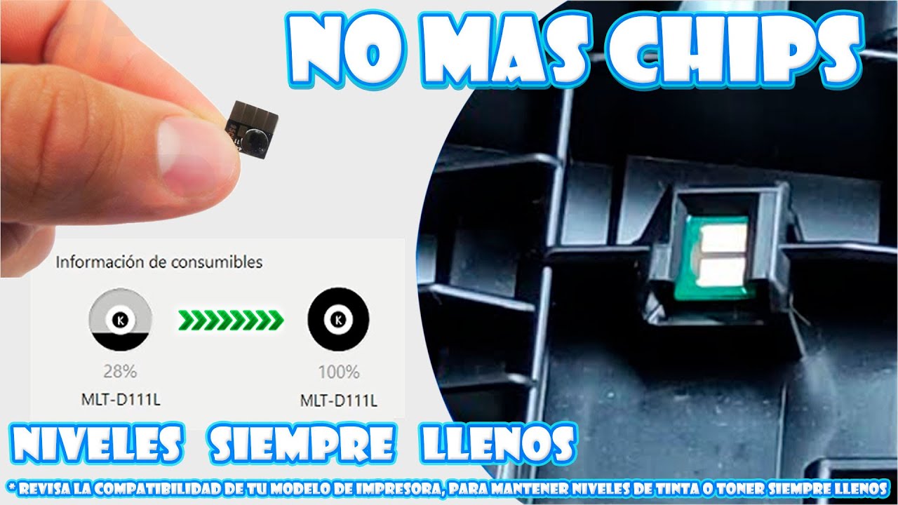 COMO MANTENER LLENOS TUS INDICADORES DE TONER EN ALGUNOS MODELOS DE  IMPRESORAS ¡ NO MAS CHIPS ! - YouTube