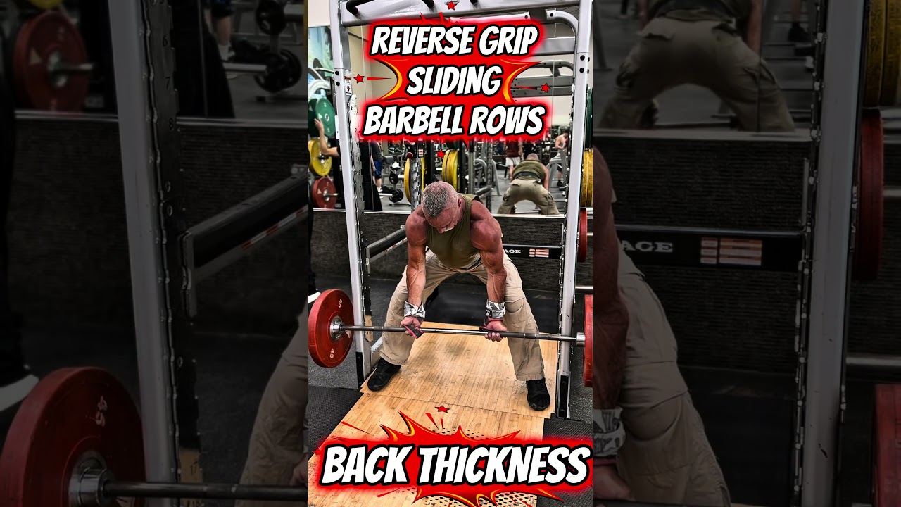 REVERSE GRIP SLIDING BARBELL ROW FOR BACK THICKNESS #workout #motivation #muscle #workouttips #back
