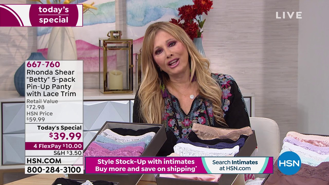 Rhonda Shear "Betty" 5pack Pin Up Panty with Lace Trim