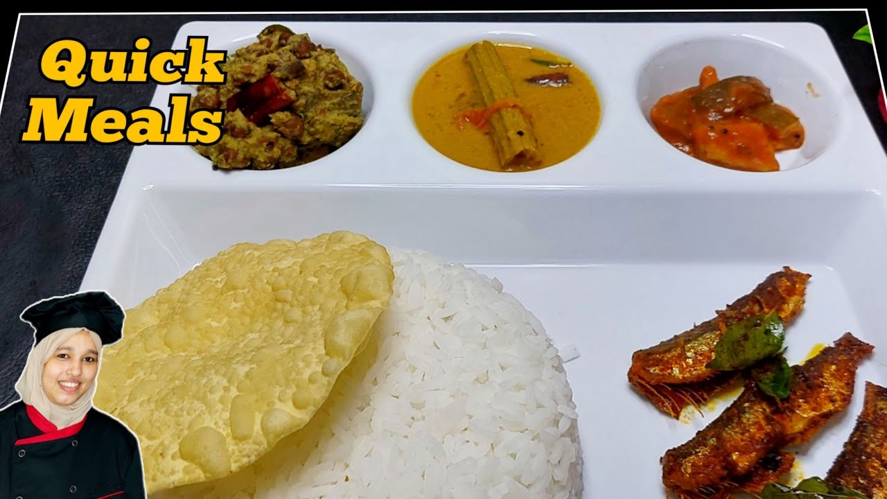 Kerala style Meals no-4 | Quick Meals | Sambar | koottucurry| Fish fry ...